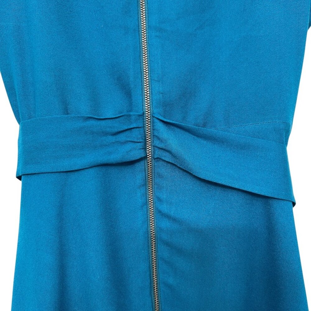 Alice and Olivia Adrianna Short Sleeve Faux Wrap Dress in Turquoise Women's Sz 6 - Picture 9 of 11